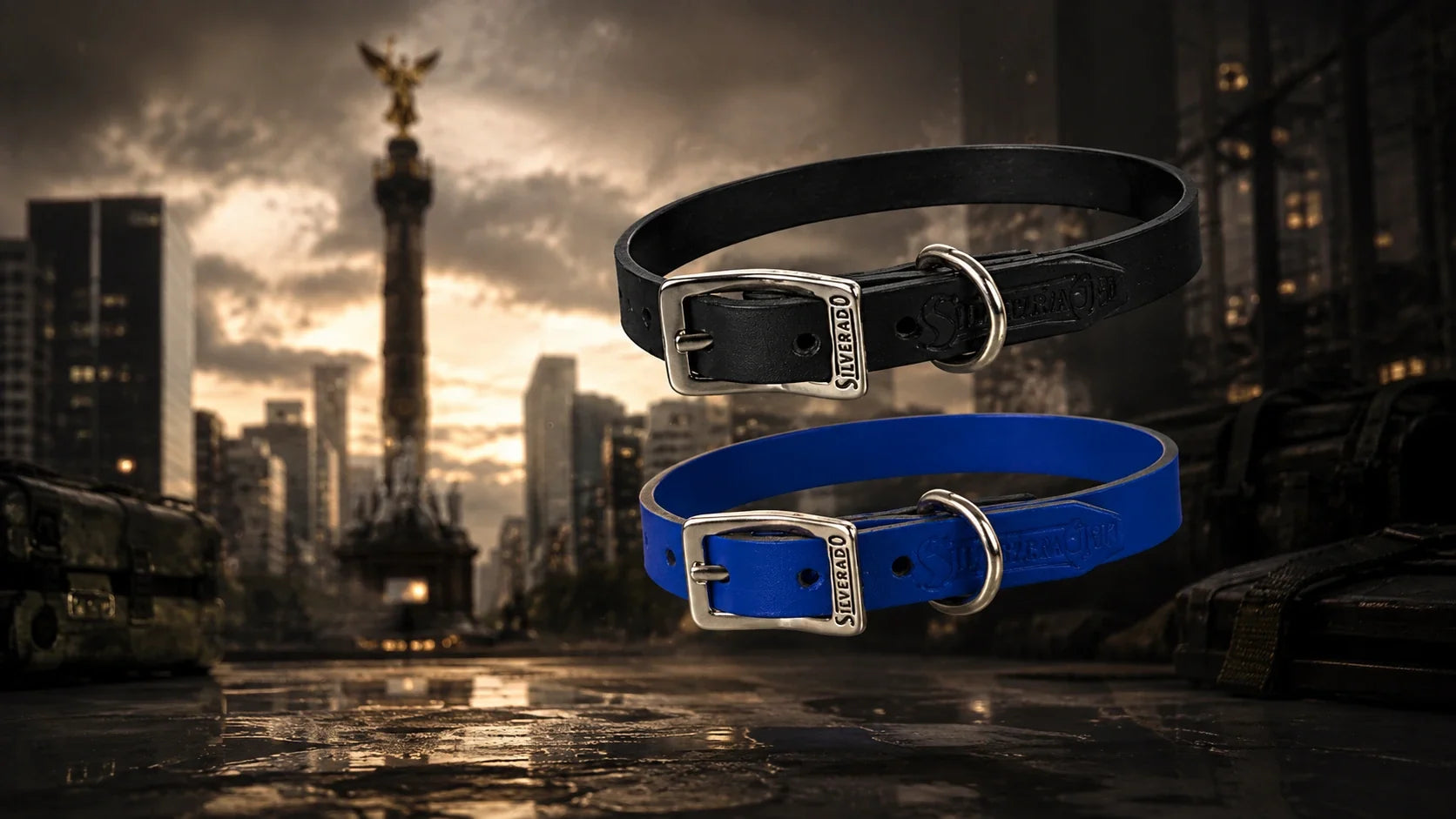 Collar de piel genuina de 1 cm de ancho para razas chicas marca Silverado