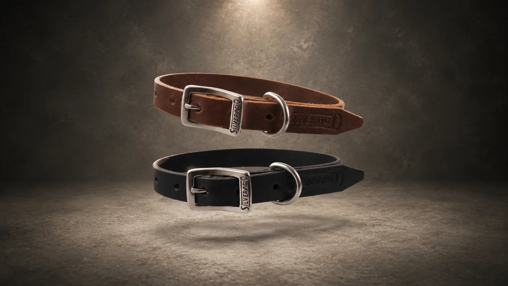 Collar de piel genuina de 2 cm de ancho para razas medianas marca Silverado