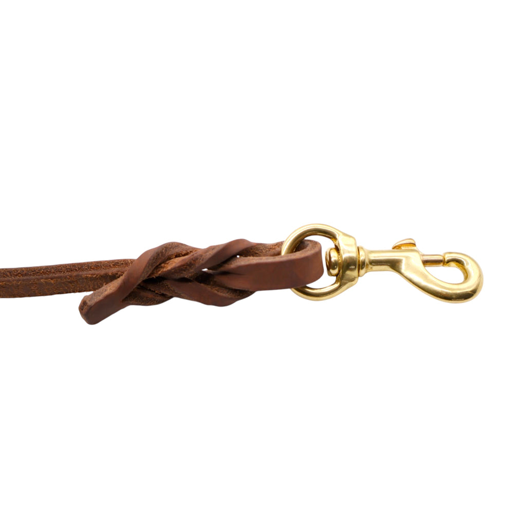 Correa de Manejo para Perro de Piel con Bandola de Bronce, 1cm x 1.20m / 1.80m