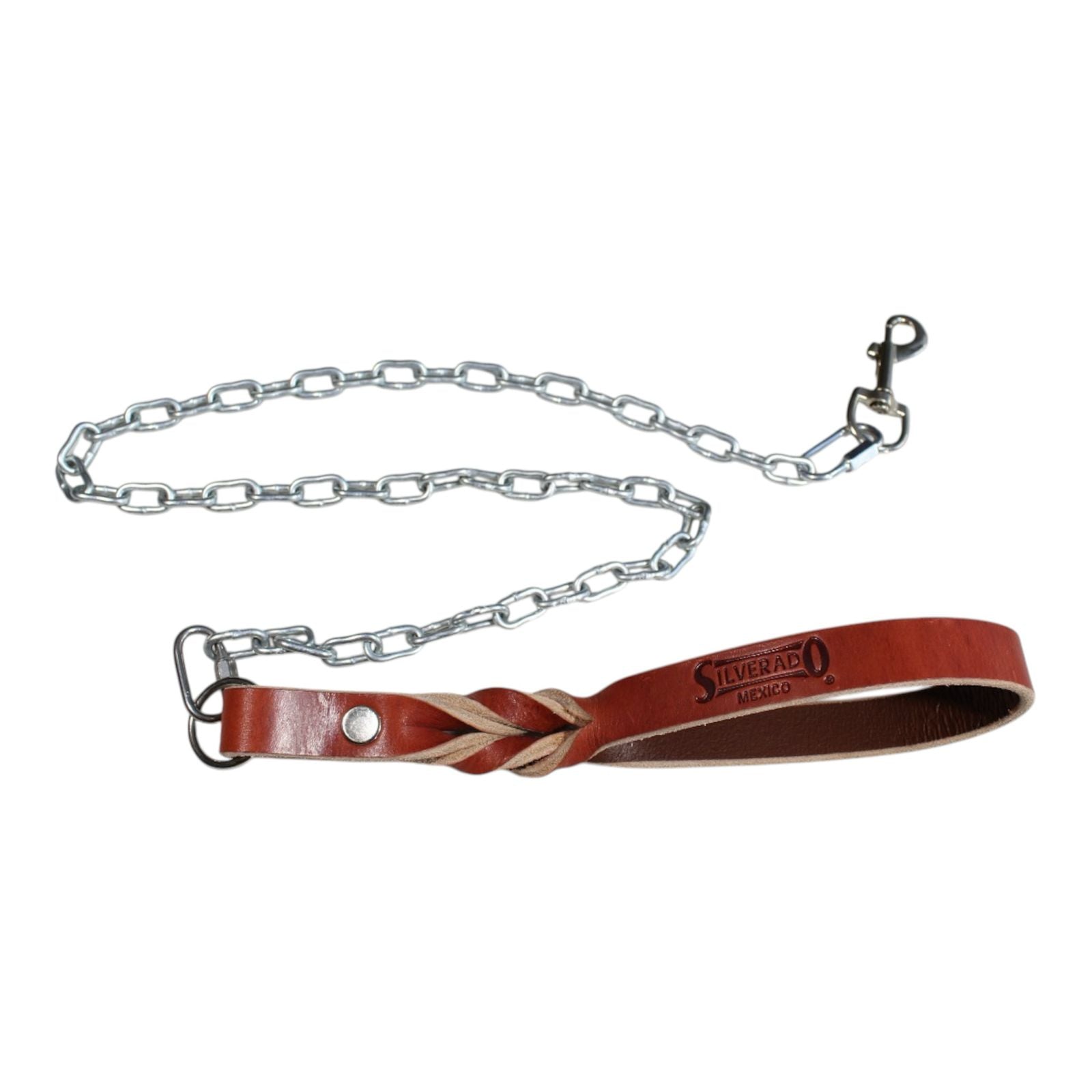 Cadena de Paseo para Perro de Metal con Asa de Piel, 3mm