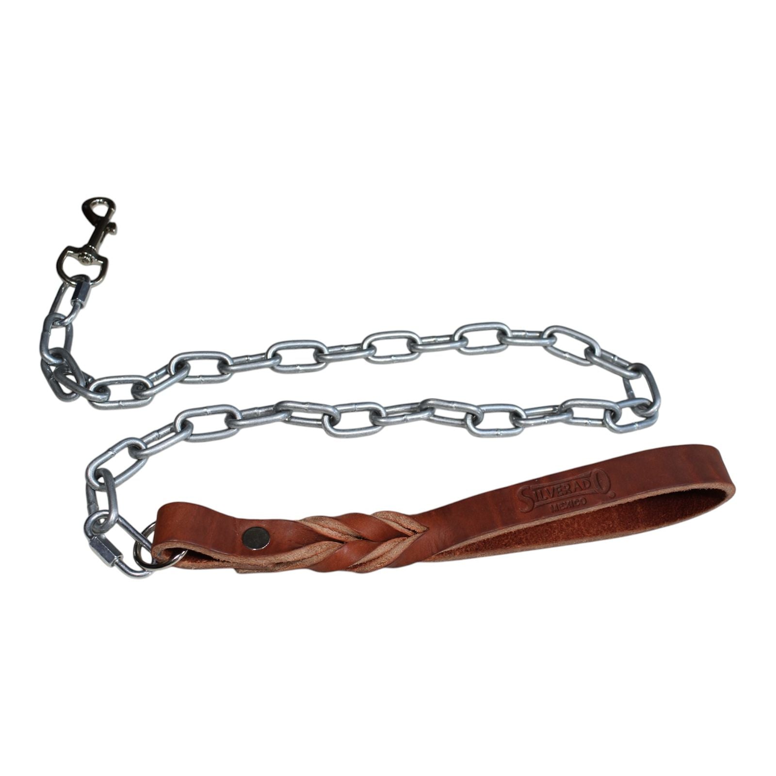Cadena de Paseo para Perro de Metal con Asa de Piel, 4mm