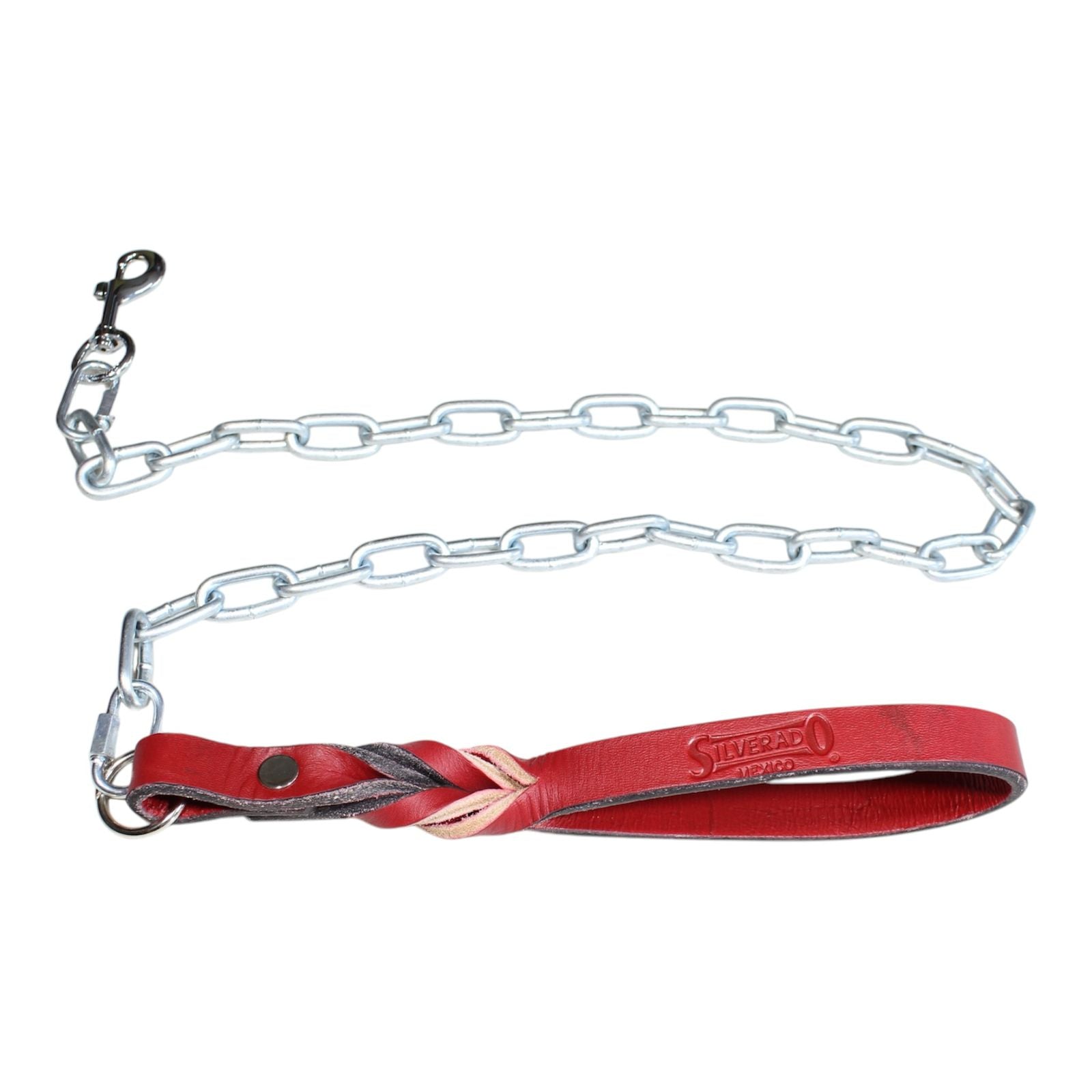 Cadena de Paseo para Perro de Metal con Asa de Piel, 4mm