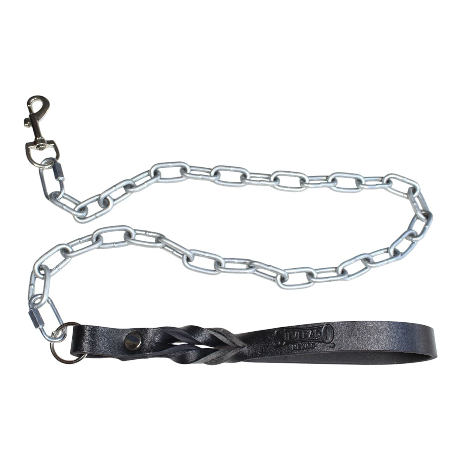Cadena de Paseo para Perro de Metal con Asa de Piel, 4mm