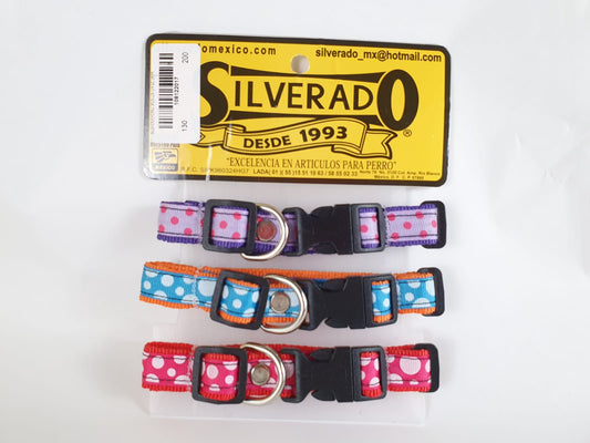 Blister 3pz Collar Listón para Perro de Nylon, 2cm de ancho