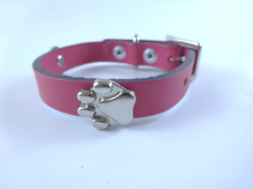 Collar con Aplicación Metálica Huella para Perro de Piel, 1cm de ancho
