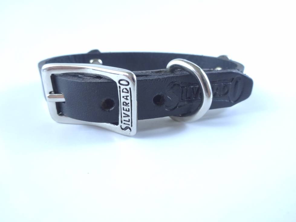Collar con Aplicación Metálica Huella para Perro de Piel, 1cm de ancho