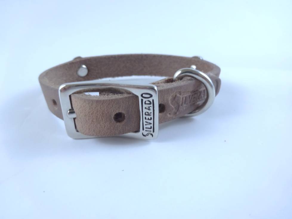 Collar con Aplicación Metálica Huella para Perro de Piel, 1cm de ancho