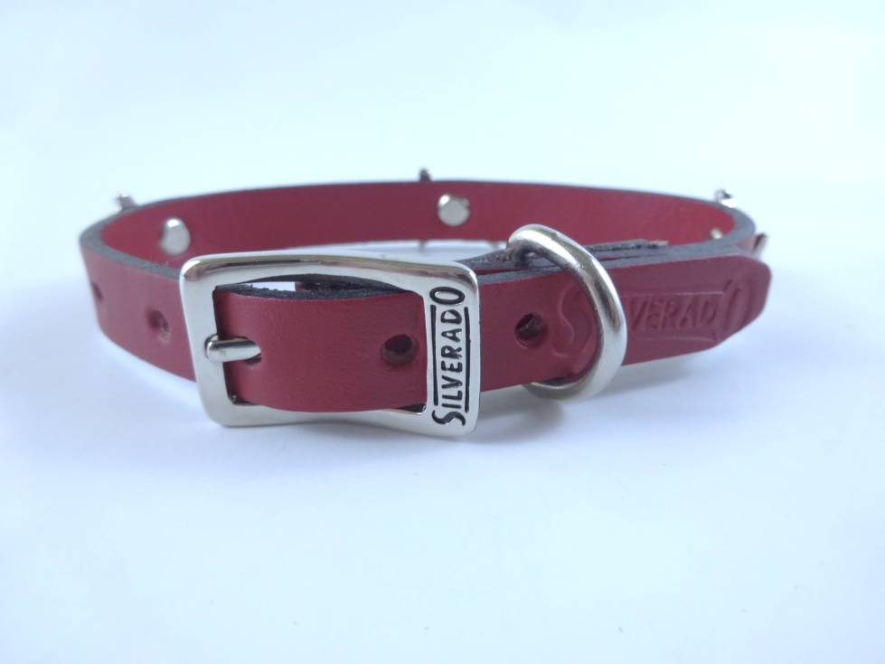 Collar con Aplicación Metálica Perro de Piel, 1cm de ancho