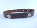 Collar con Aplicación Metálica Huella para Perro de Piel, 2cm de ancho