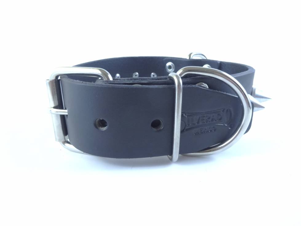 Collar con Picos para Perro de Piel, 5cm de ancho