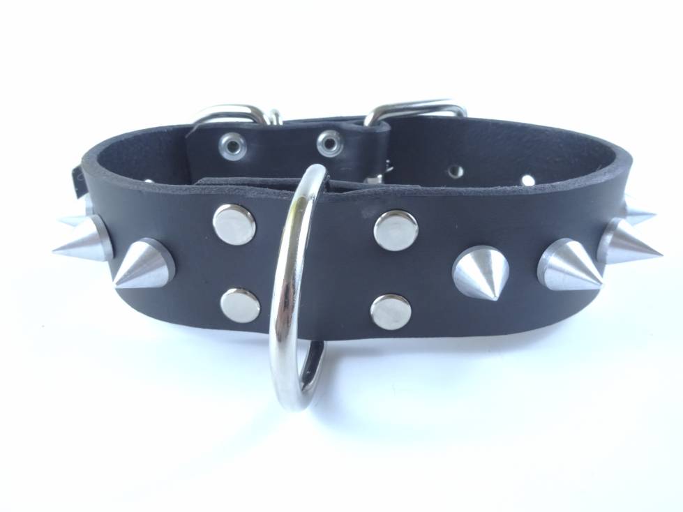 Collar con Picos para Perro de Piel, 5cm de ancho