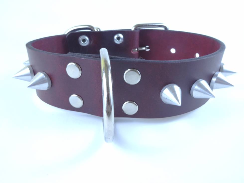 Collar con Picos para Perro de Piel, 5cm de ancho