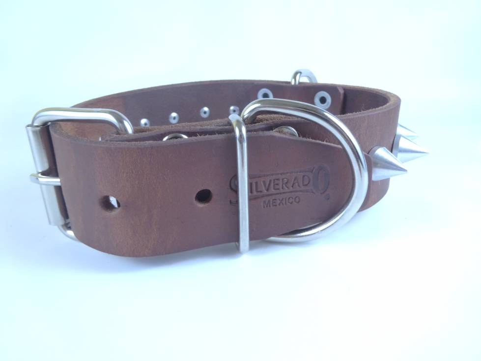Collar con Picos para Perro de Piel, 5cm de ancho