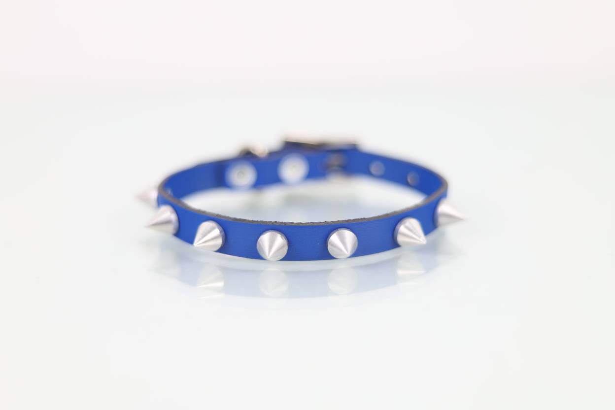 Collar con Picos para Perro de Piel, 1cm de ancho