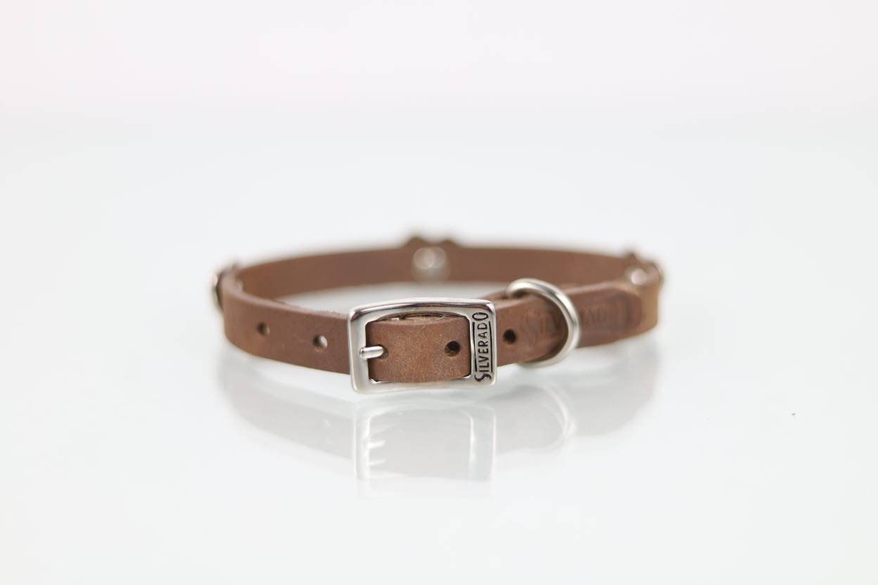 Collar con Aplicación Metálica Corazón para Perro de Piel, 1cm de ancho