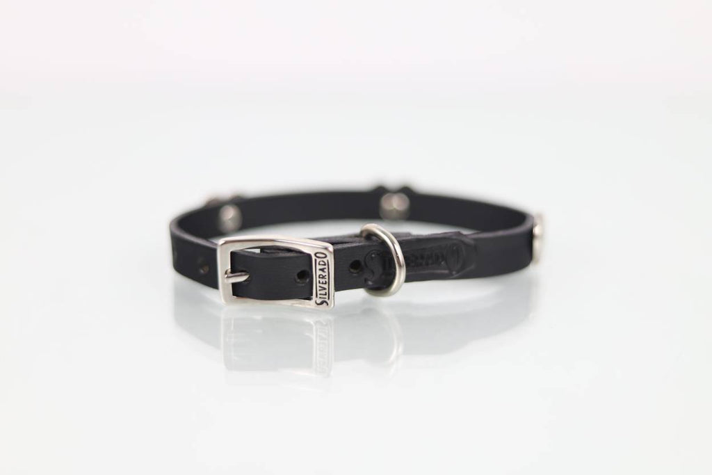 Collar con Aplicación Metálica Corazón para Perro de Piel, 1cm de ancho