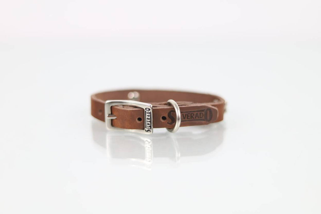 Collar con Aplicación Metálica Hueso para Perro de Piel, 1cm de ancho