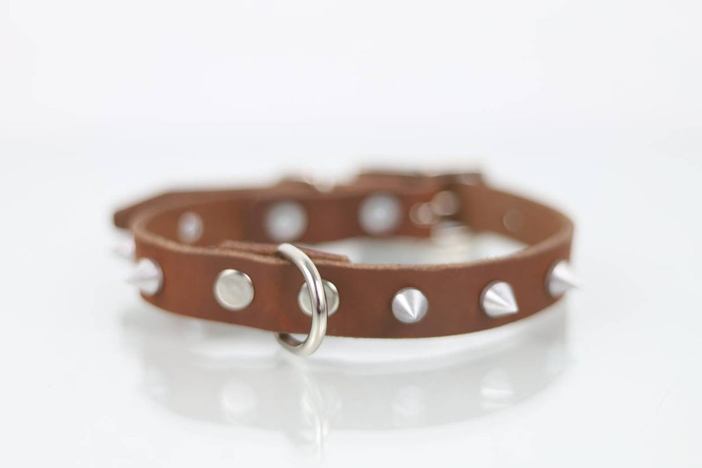 Collar con Picos para Perro de Piel, 2cm de ancho