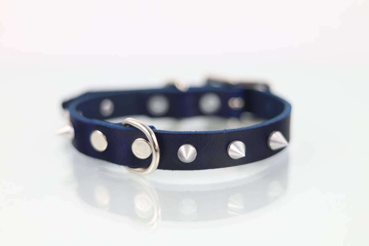 Collar con Picos para Perro de Piel, 2cm de ancho