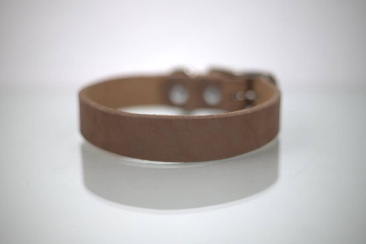 Collar Liso para Perro de Piel, 3cm de ancho