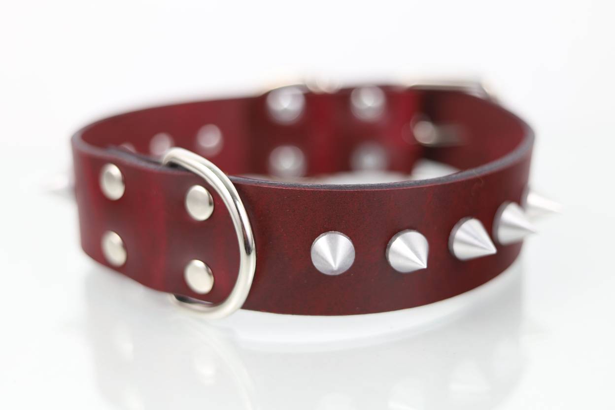 Collar con Picos para Perro de Piel, 4cm de ancho