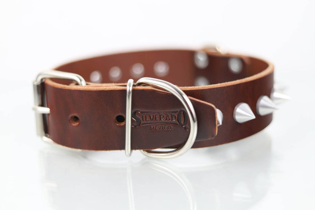 Collar con Picos para Perro de Piel, 4cm de ancho