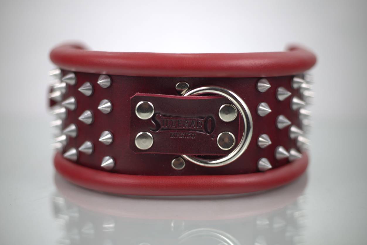 Collar con Picos para Perro de Piel, 9cm de ancho