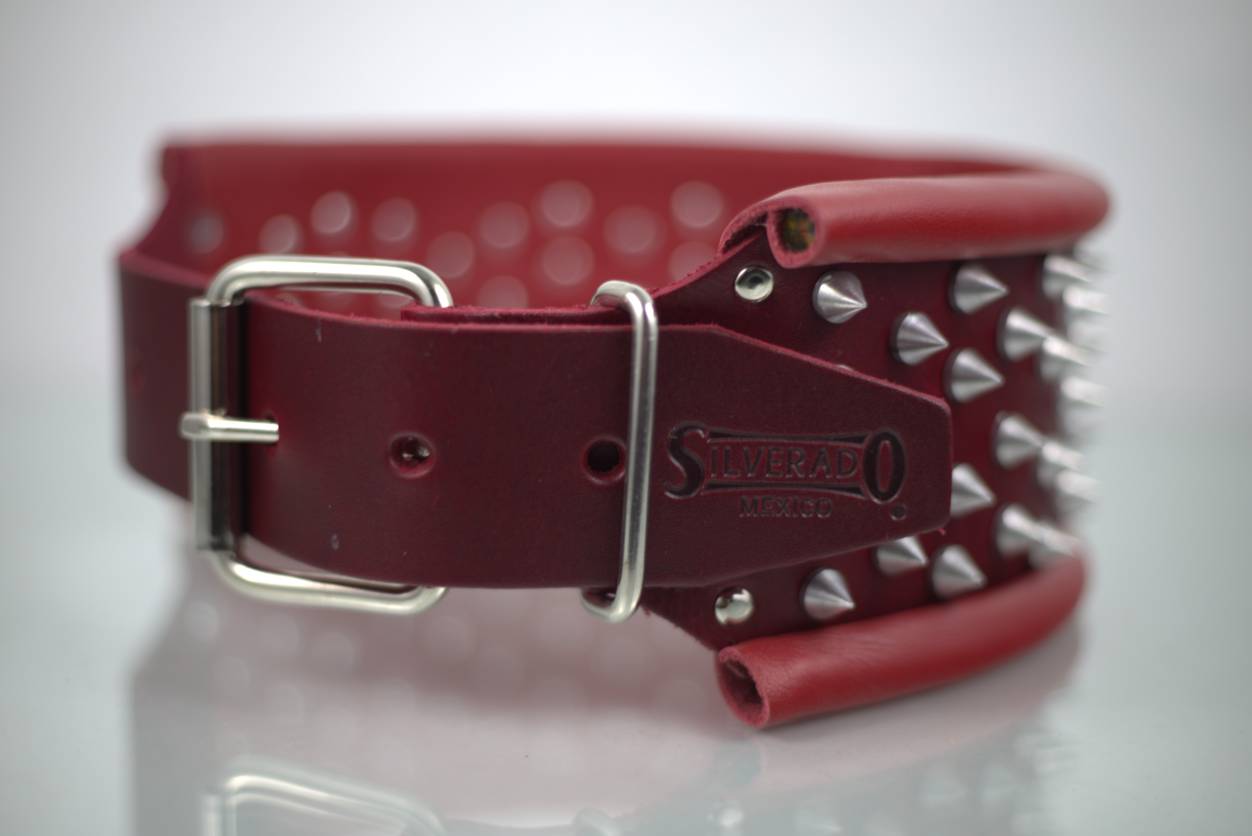 Collar con Picos para Perro de Piel, 9cm de ancho