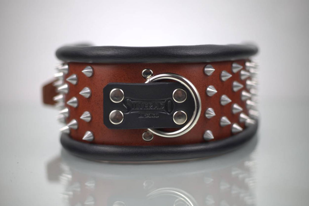 Collar con Picos para Perro de Piel, 9cm de ancho