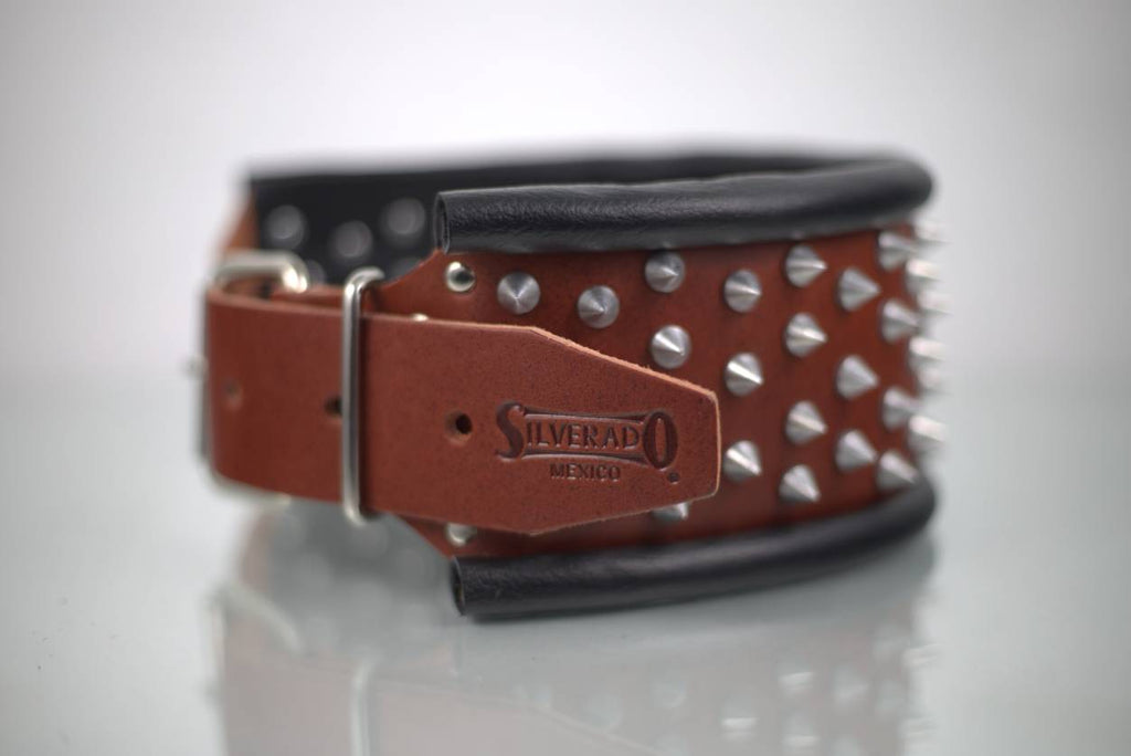 Collar con Picos para Perro de Piel, 9cm de ancho