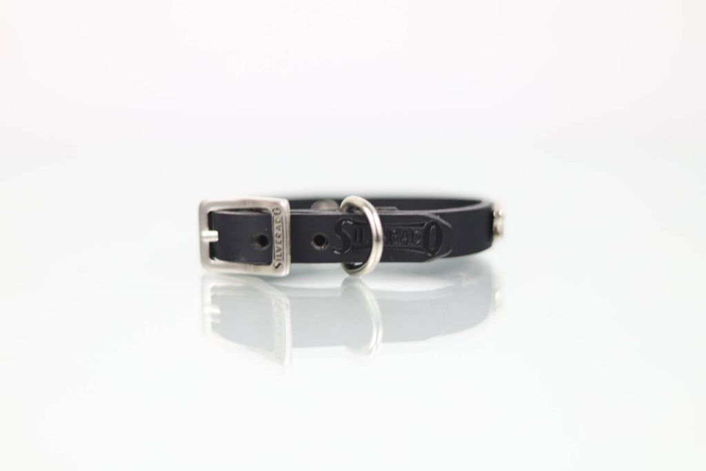 Collar con Aplicación Metálica Hueso para Perro de Piel, 1cm de ancho