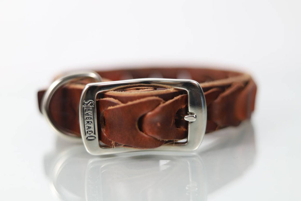 Collar Trenzado para Perro de Piel, 3cm de ancho