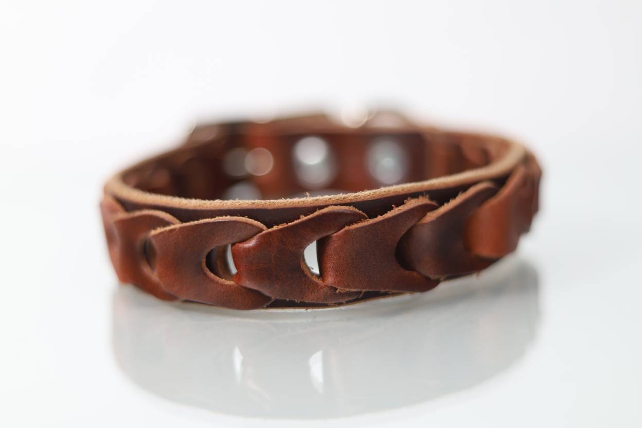 Collar Trenzado para Perro de Piel, 3cm de ancho