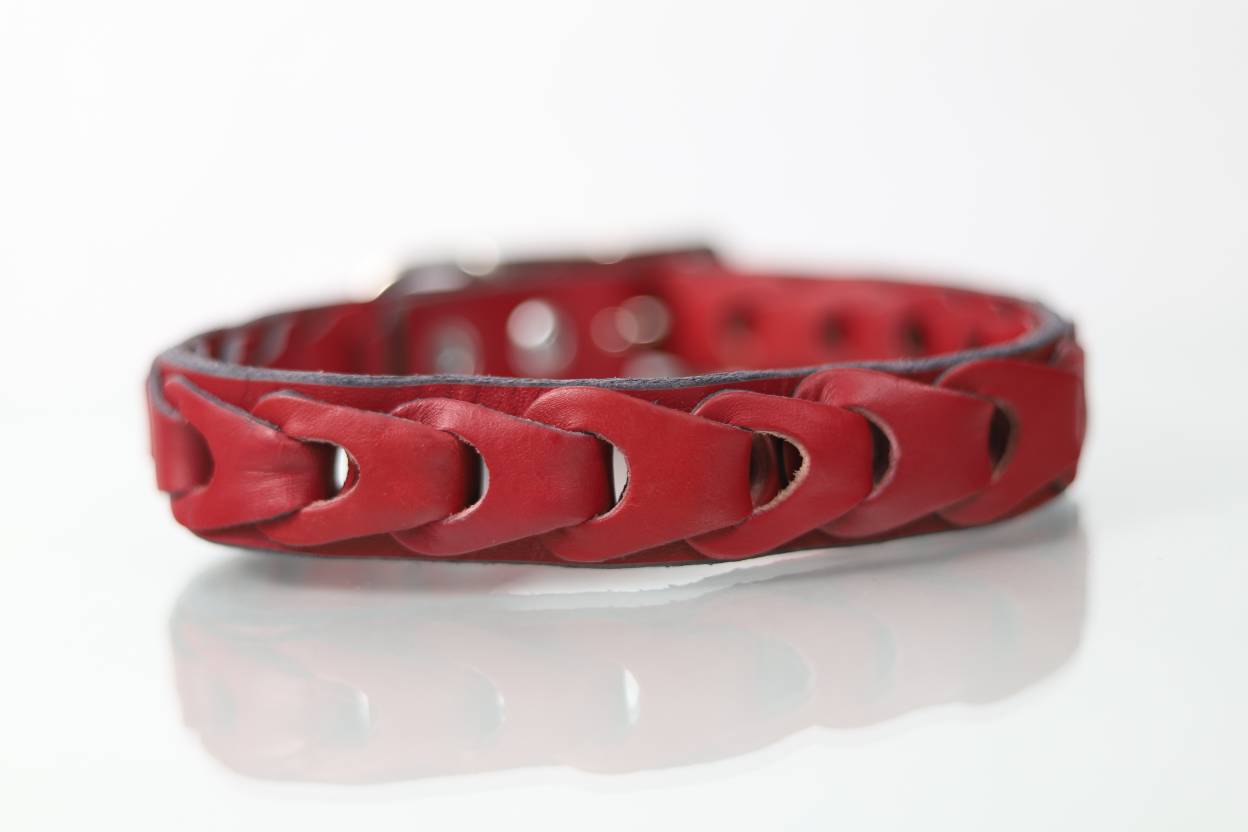Collar Trenzado para Perro de Piel, 3cm de ancho